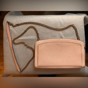Kate Spade Blush Pink Leather Crossbody Bag Gold Chain Strap